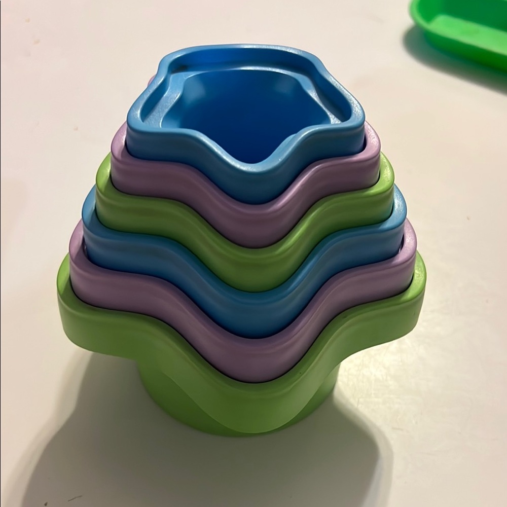 My First Stacking Cups - 6pc Color & Shape Identification bath toy Green toys
